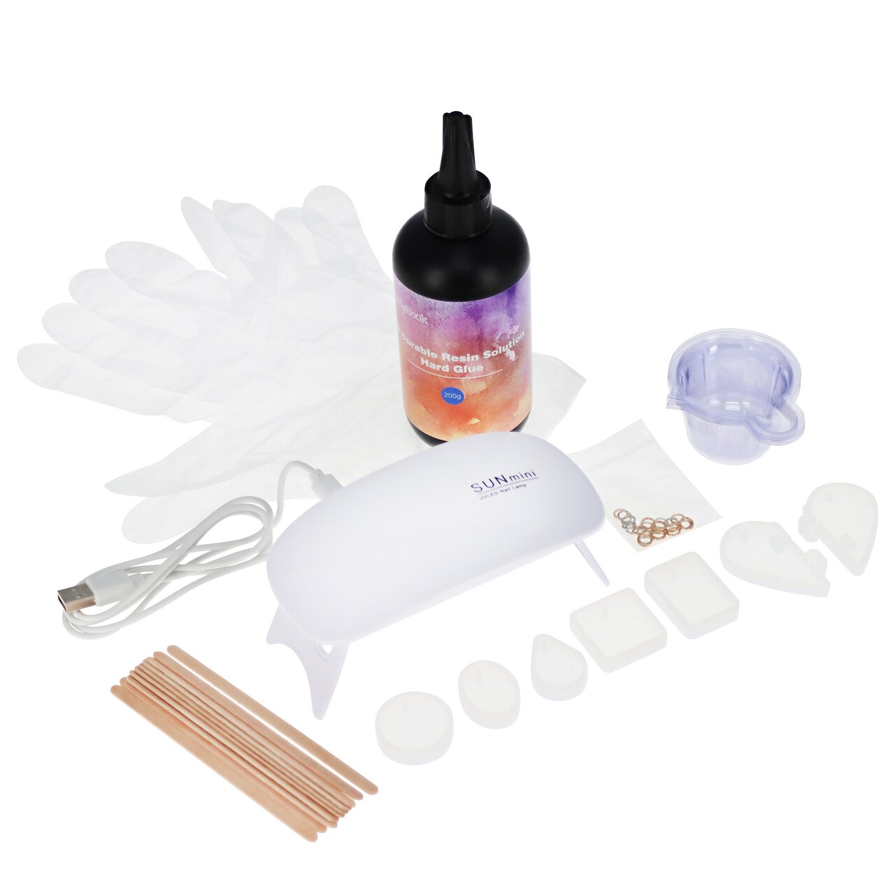 CraftyBook UV Epoxy Resin Kit with Molds - 7oz Clear UV Resin and UV Curing Lamp